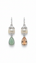 Shell and Gemstone Drop Earrings